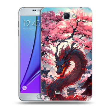 Пластиковый чехол на Samsung Galaxy Note 2 с принтом Дракон Японский