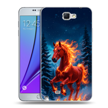 Пластиковый чехол на Samsung Galaxy Note 2 с принтом Новый год коня