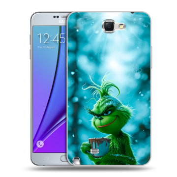 Пластиковый чехол на Samsung Galaxy Note 2 с принтом Новый год гринч