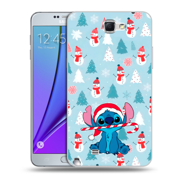 Пластиковый чехол на Samsung Galaxy Note 2 с принтом Стич Новый год Пластиковый чехол на Samsung Galaxy Note 2 с принтом Стич Новый год