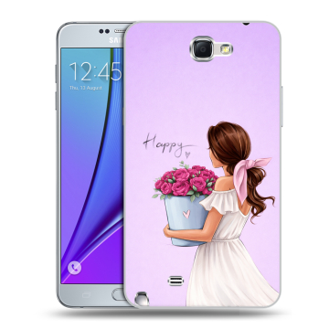 Пластиковый чехол на Samsung Galaxy Note 2 с принтом женский Пластиковый чехол на Samsung Galaxy Note 2 с принтом женский