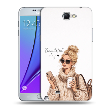 Пластиковый чехол на Samsung Galaxy Note 2 с принтом женский