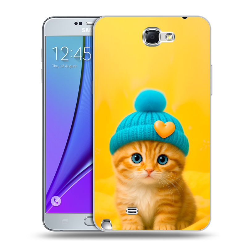 Пластиковый чехол на Samsung Galaxy Note 2 с принтом Котенок в шапке Пластиковый чехол на Samsung Galaxy Note 2 с принтом Котенок в шапке