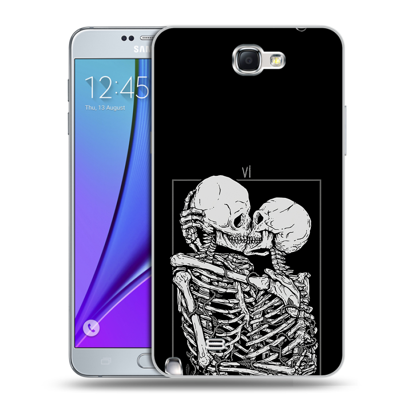Пластиковый чехол на Samsung Galaxy Note 2 с принтом Поцелуй скелетов Пластиковый чехол на Samsung Galaxy Note 2 с принтом Поцелуй скелетов