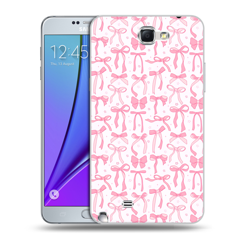 Пластиковый чехол на Samsung Galaxy Note 2 с принтом Розовые бантики Пластиковый чехол на Samsung Galaxy Note 2 с принтом Розовые бантики