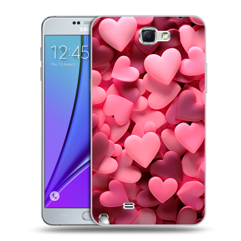 Пластиковый чехол на Samsung Galaxy Note 2 с принтом розовые сердечки Пластиковый чехол на Samsung Galaxy Note 2 с принтом розовые сердечки