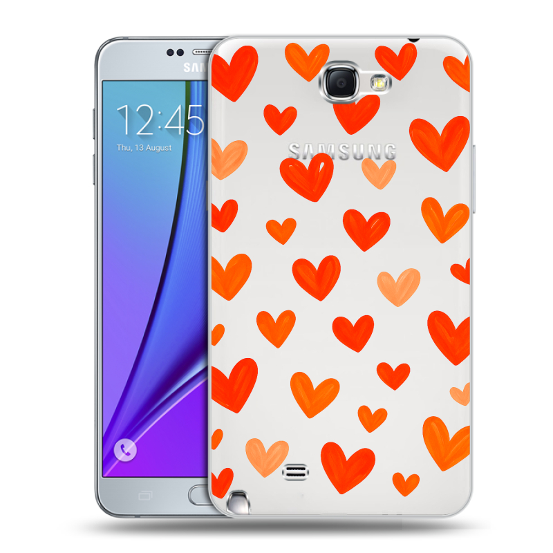 Пластиковый чехол на Samsung Galaxy Note 2 с принтом Сердечки Пластиковый чехол на Samsung Galaxy Note 2 с принтом Сердечки
