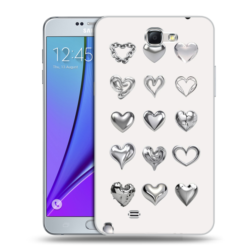 Пластиковый чехол на Samsung Galaxy Note 2 с принтом Y2K сердечки Пластиковый чехол на Samsung Galaxy Note 2 с принтом Y2K сердечки