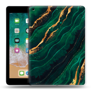 Силиконовый чехол на планшета Ipad (2018) с принтом Мрамор зеленое золото Силиконовый чехол на планшета Ipad (2018) с принтом Мрамор зеленое золото