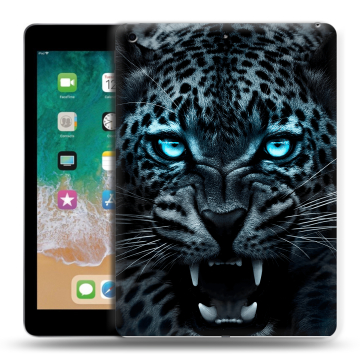 Силиконовый чехол на планшета Ipad (2018) с принтом Темный леопард Силиконовый чехол на планшета Ipad (2018) с принтом Темный леопард