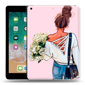 Силиконовый чехол на планшета Ipad (2018) с принтом Девушка и букет Силиконовый чехол на планшета Ipad (2018) с принтом Девушка и букет