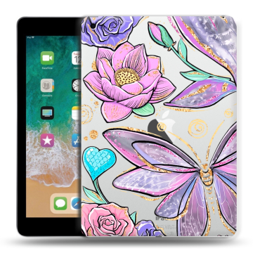 Силиконовый чехол на Ipad (2018) с принтом Бабочки и цветы Силиконовый чехол на Ipad (2018) с принтом Бабочки и цветы
