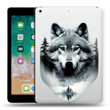 Силиконовый чехол на Ipad (2018) с принтом Волк в лесу Силиконовый чехол на Ipad (2018) с принтом Волк в лесу