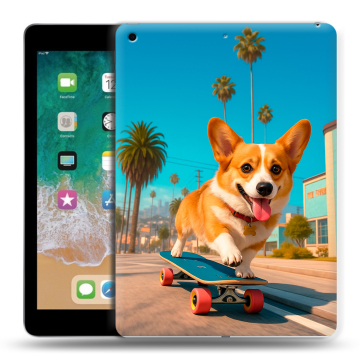 Силиконовый чехол на Ipad (2018) с принтом Корги на скейте