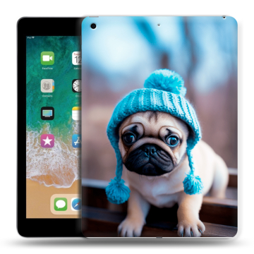 Силиконовый чехол на Ipad (2018) с принтом Мопс в шапке Силиконовый чехол на Ipad (2018) с принтом Мопс в шапке