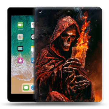 Силиконовый чехол на Ipad (2018) с принтом Скелет и карты Силиконовый чехол на Ipad (2018) с принтом Скелет и карты