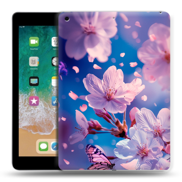 Силиконовый чехол на Ipad (2018) с принтом цветы бабочки Силиконовый чехол на Ipad (2018) с принтом цветы бабочки