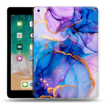 Силиконовый чехол на Ipad (2018) с принтом синий мрамор