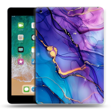 Силиконовый чехол на Ipad (2018) с принтом синий мрамор Силиконовый чехол на Ipad (2018) с принтом синий мрамор