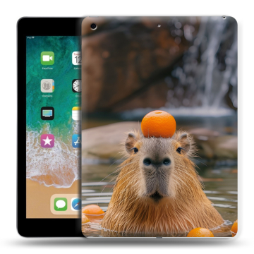 Силиконовый чехол на Ipad (2018) с принтом Капибара с апельсином Силиконовый чехол на Ipad (2018) с принтом Капибара с апельсином