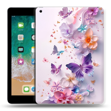 Силиконовый чехол на Ipad (2018) с принтом цветы бабочки