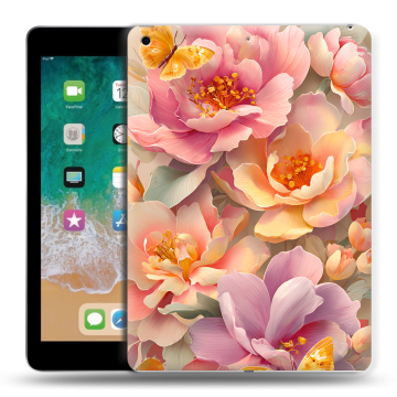 Силиконовый чехол на Ipad (2018) с принтом Цветы и бабочки