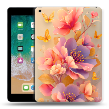 Силиконовый чехол на Ipad (2018) с принтом Цветы и бабочки