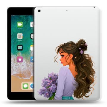 Силиконовый чехол на Ipad (2018) с принтом девушка цветы