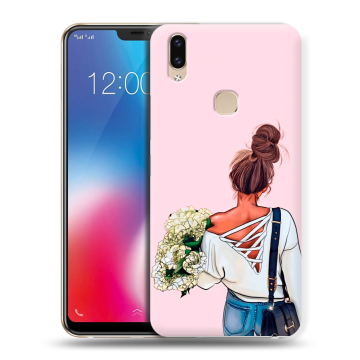 Силиконовый чехол на Vivo V9 с принтом Девушка и букет
