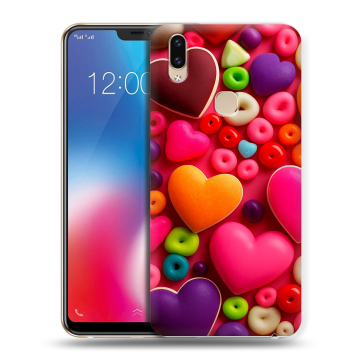 Силиконовый чехол на Vivo V9 с принтом Сердечки