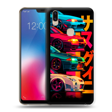 Силиконовый чехол на Vivo V9 с принтом Гоночные машины Силиконовый чехол на Vivo V9 с принтом Гоночные машины