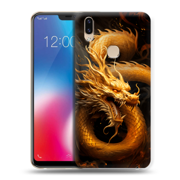 Силиконовый чехол на Vivo V9 с принтом Золотой дракон Силиконовый чехол на Vivo V9 с принтом Золотой дракон