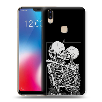 Силиконовый чехол на Vivo V9 с принтом Поцелуй скелетов