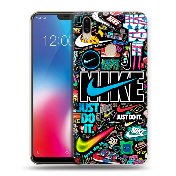 Силиконовый чехол на Vivo V9 с принтом найк nike черный Силиконовый чехол на Vivo V9 с принтом найк nike черный