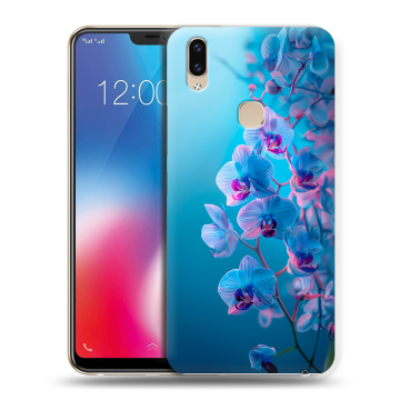 Силиконовый чехол на Vivo V9 с принтом голубые орхидеи