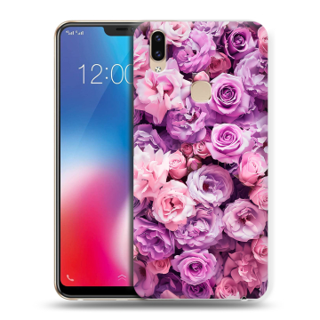 Силиконовый чехол на Vivo V9 с принтом лавандовые розы