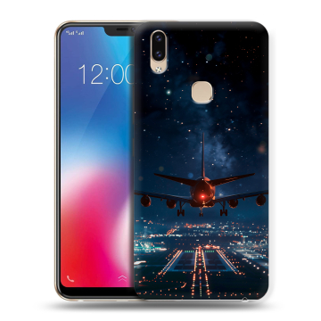Силиконовый чехол на Vivo V9 с принтом самолет