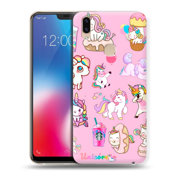 Силиконовый чехол на Vivo V9 с принтом розовые единороги Силиконовый чехол на Vivo V9 с принтом розовые единороги