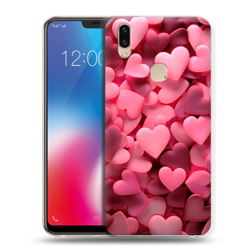 Силиконовый чехол на Vivo V9 с принтом розовые сердечки
