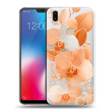 Силиконовый чехол на Vivo V9 с принтом Бежевые цветы