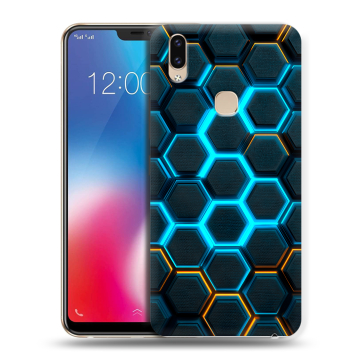 Силиконовый чехол на Vivo V9 с принтом Неоновые соты