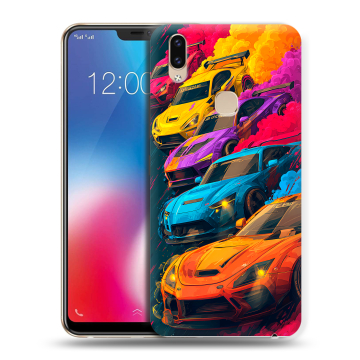 Силиконовый чехол на Vivo V9 с принтом Тачки