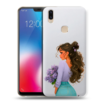Силиконовый чехол на Vivo V9 с принтом девушка цветы