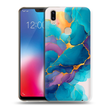 Силиконовый чехол на Vivo V9 с принтом Мрамор блестки