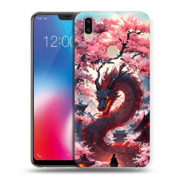 Силиконовый чехол на Vivo V9 с принтом Дракон Японский Силиконовый чехол на Vivo V9 с принтом Дракон Японский
