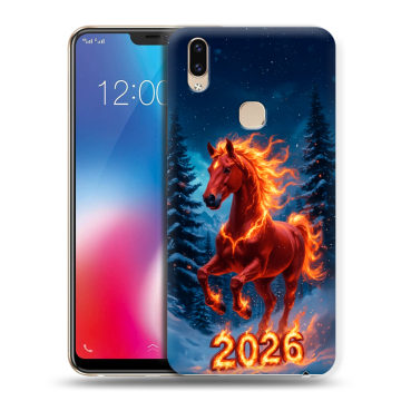 Силиконовый чехол на Vivo V9 с принтом Новый год коня