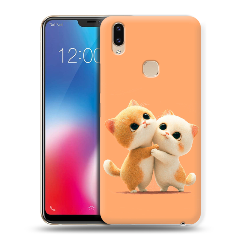 Силиконовый чехол на Vivo V9 с принтом Милые котики Силиконовый чехол на Vivo V9 с принтом Милые котики