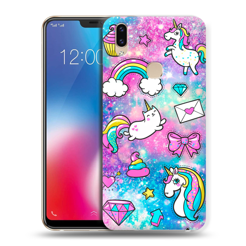 Силиконовый чехол на Vivo V9 с принтом Единороги Силиконовый чехол на Vivo V9 с принтом Единороги
