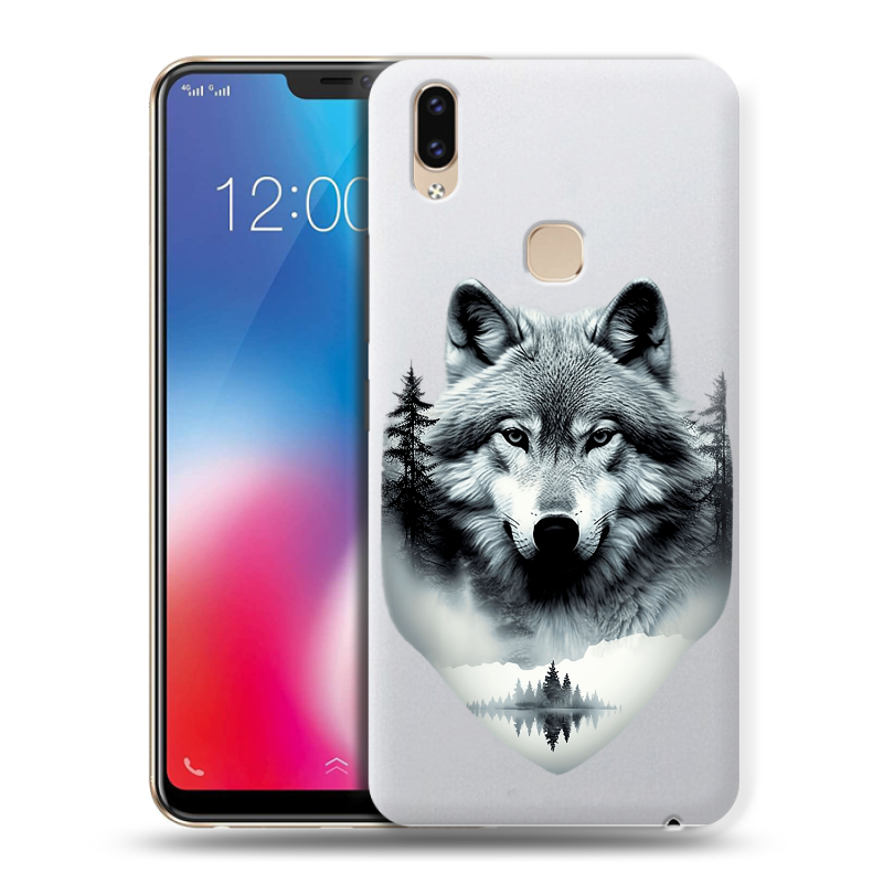 Пластиковый чехол на Vivo V9 с принтом Волк в лесу Пластиковый чехол на Vivo V9 с принтом Волк в лесу
