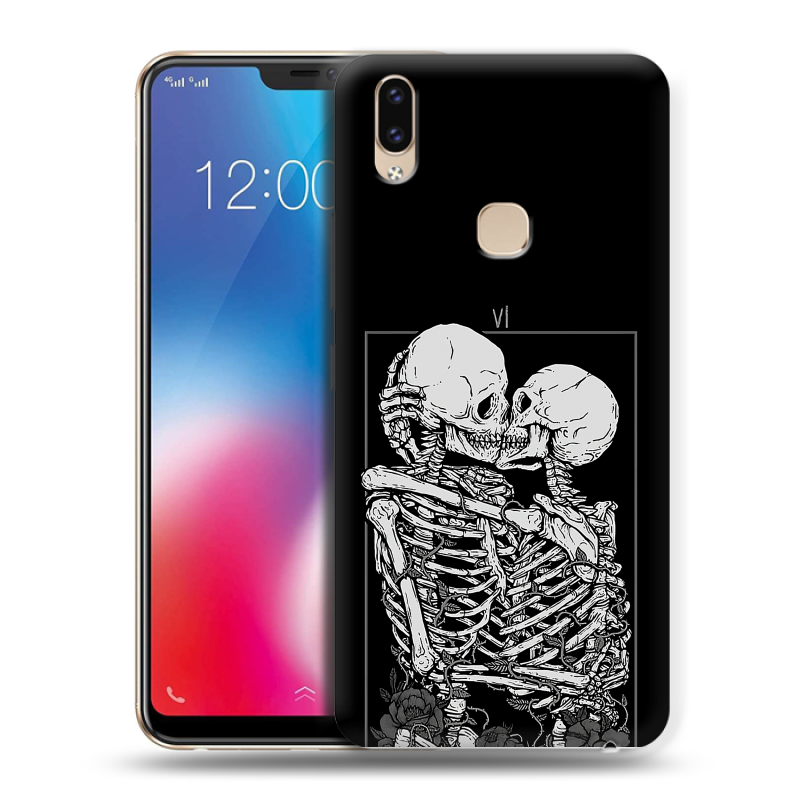 Силиконовый чехол на Vivo V9 с принтом Поцелуй скелетов Силиконовый чехол на Vivo V9 с принтом Поцелуй скелетов